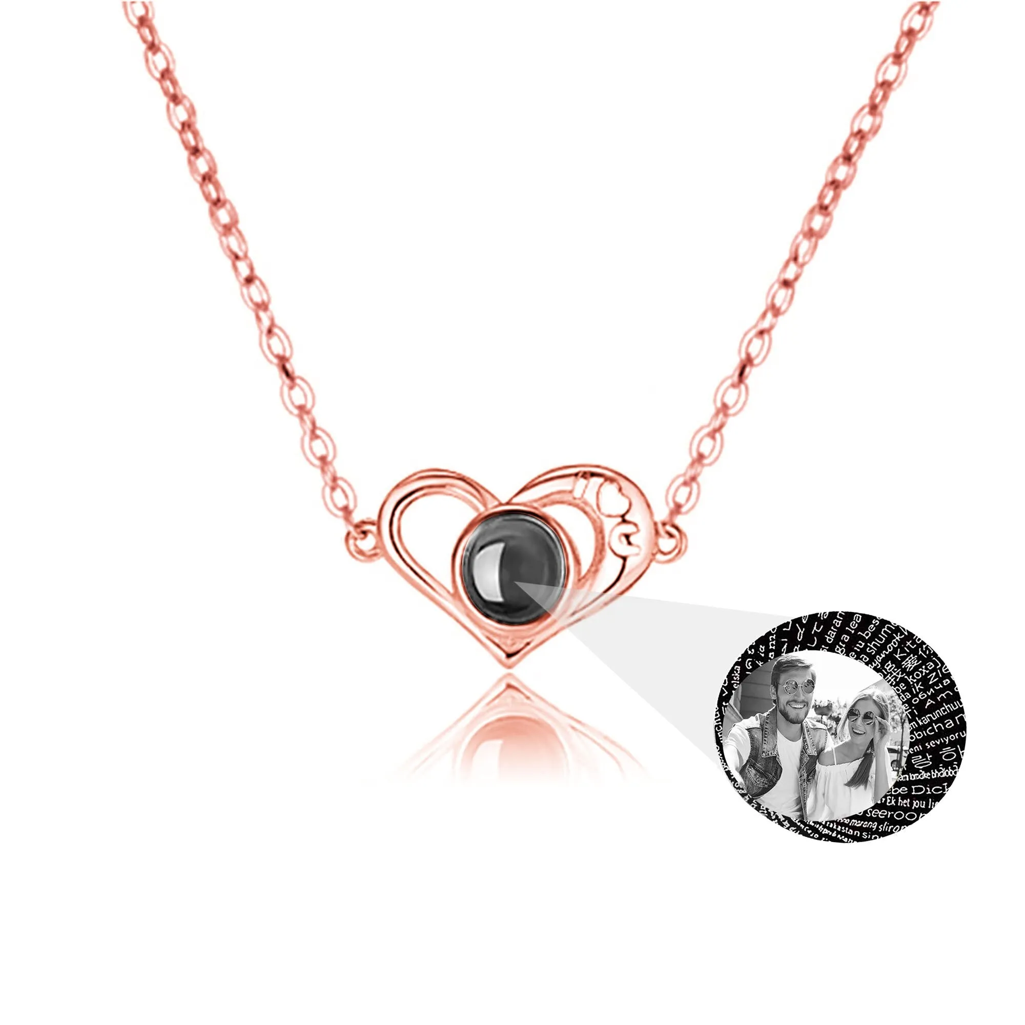 Love projection necklace with customizable photos memory of love Valentin