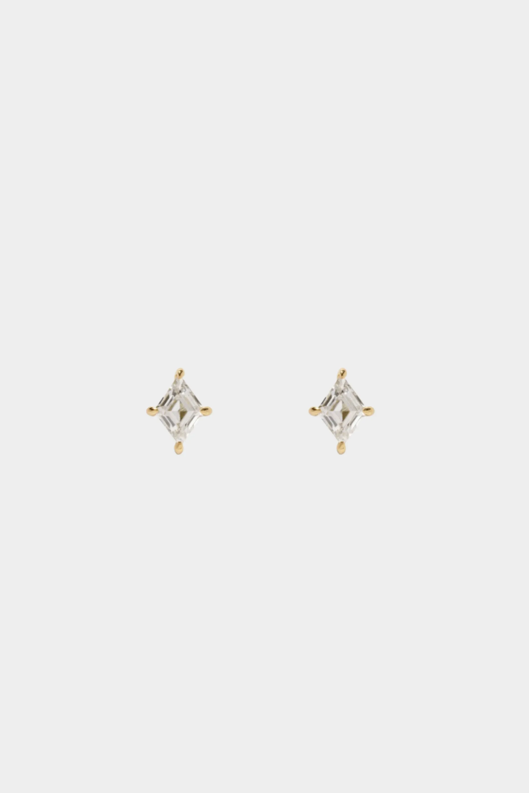 Lozenge Diamond Studs In Prongs, Yellow Gold