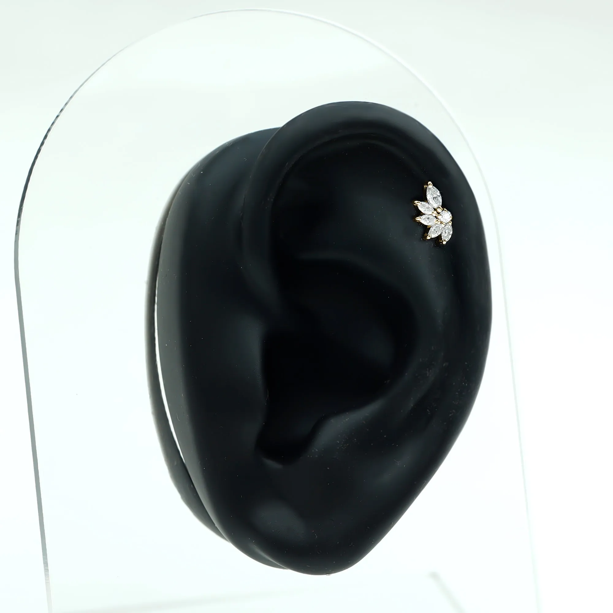 Marquise Diamond Leaf Cluster Earring for Cartilage Piercing