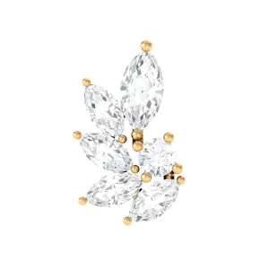 Marquise Diamond Leaf Cluster Earring for Cartilage Piercing