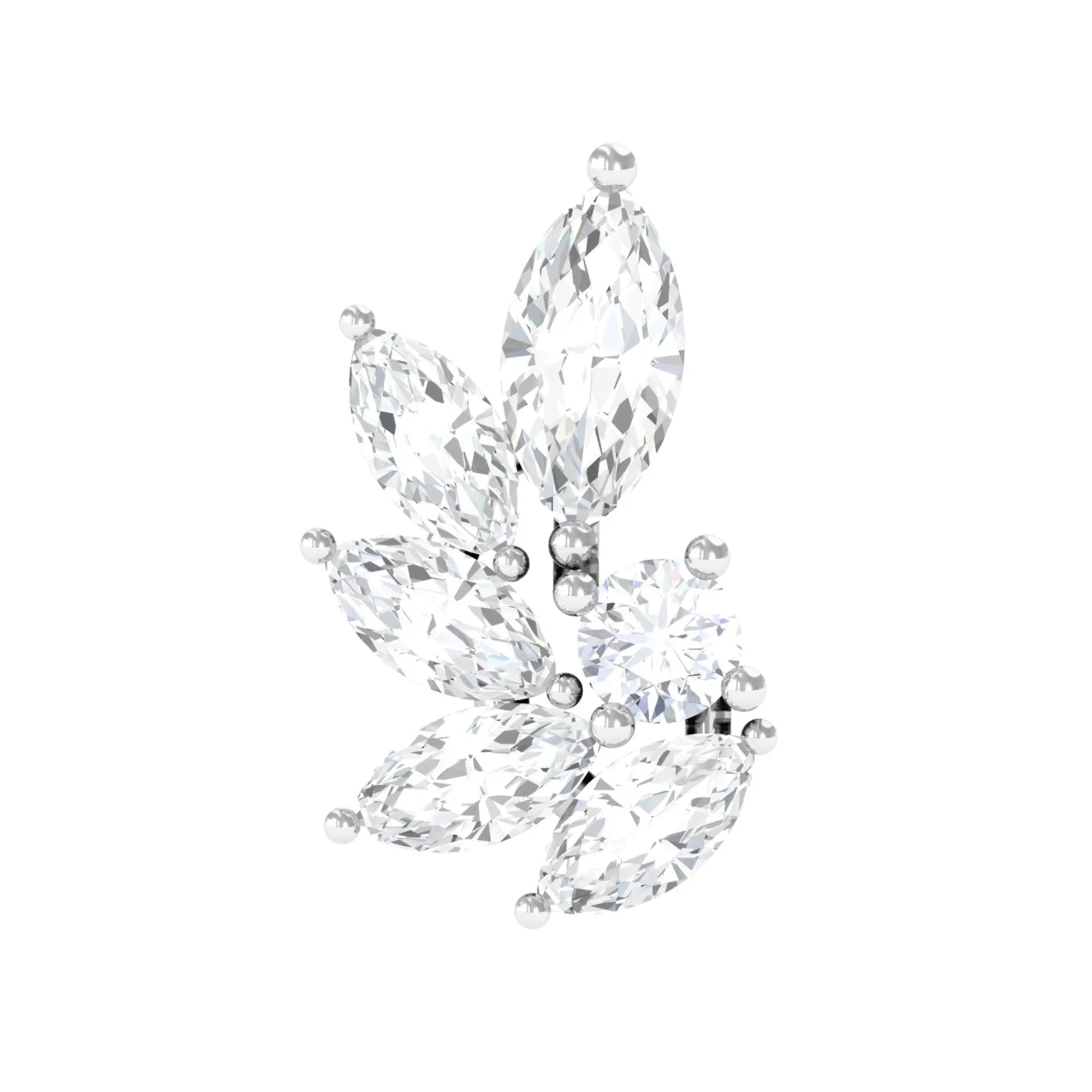 Marquise Diamond Leaf Cluster Earring for Cartilage Piercing