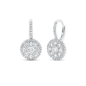 Medium Diamond Round Cluster Lever-Back Earrings