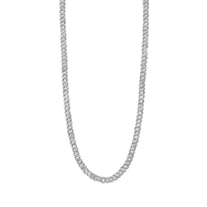 Men's 5mm White Rhodium Plated Cuban Edge Chain with CZ