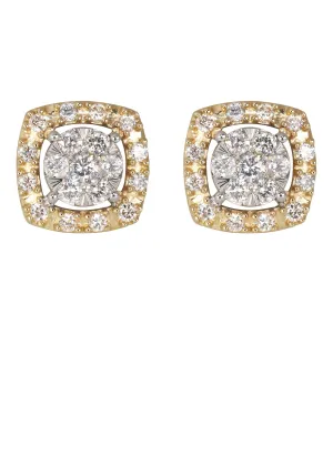 Mens Stud Diamond Earrings | 0.54 Carats 14K Yellow Gold