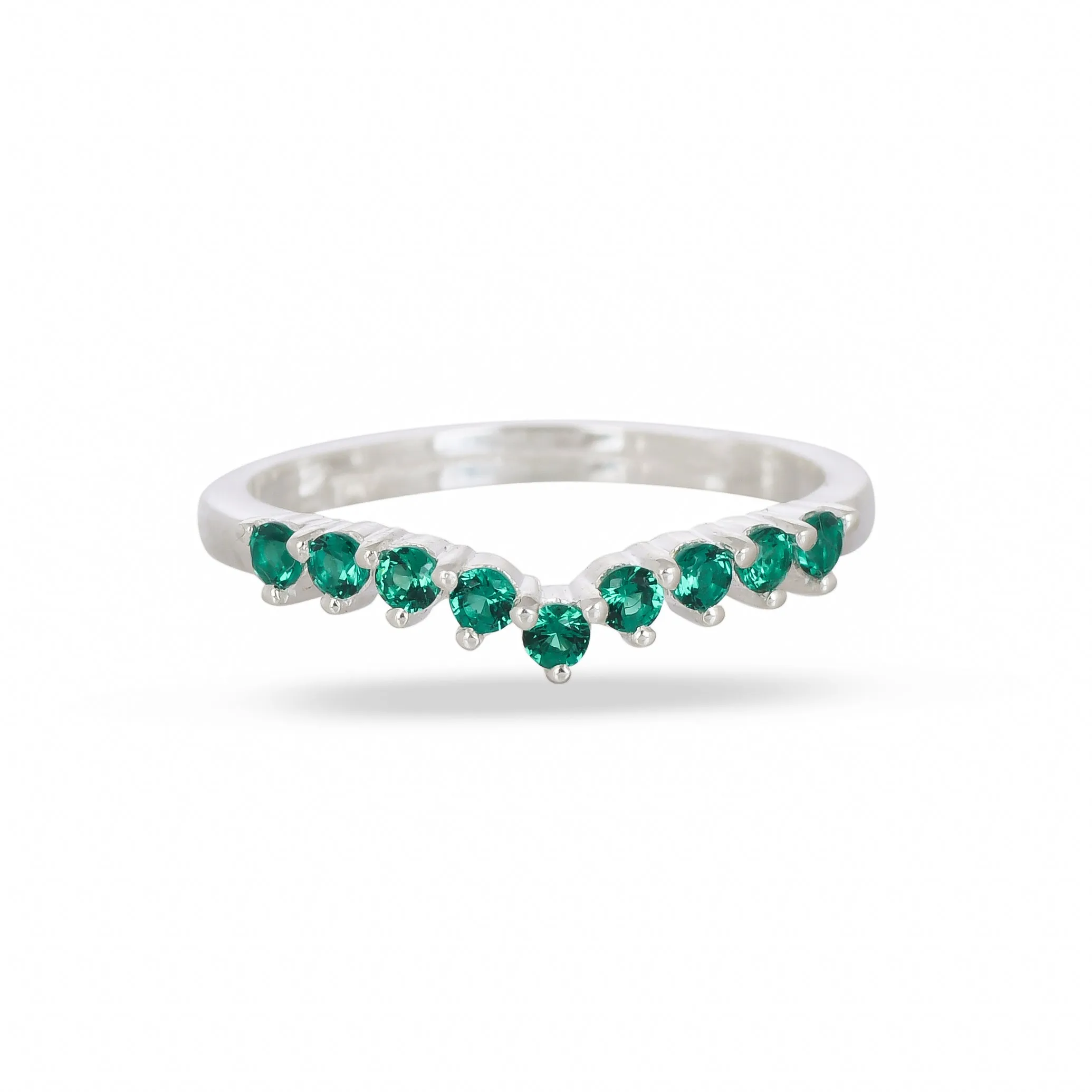 Minimal Green Cz Chevron Silver Ring - From Purl