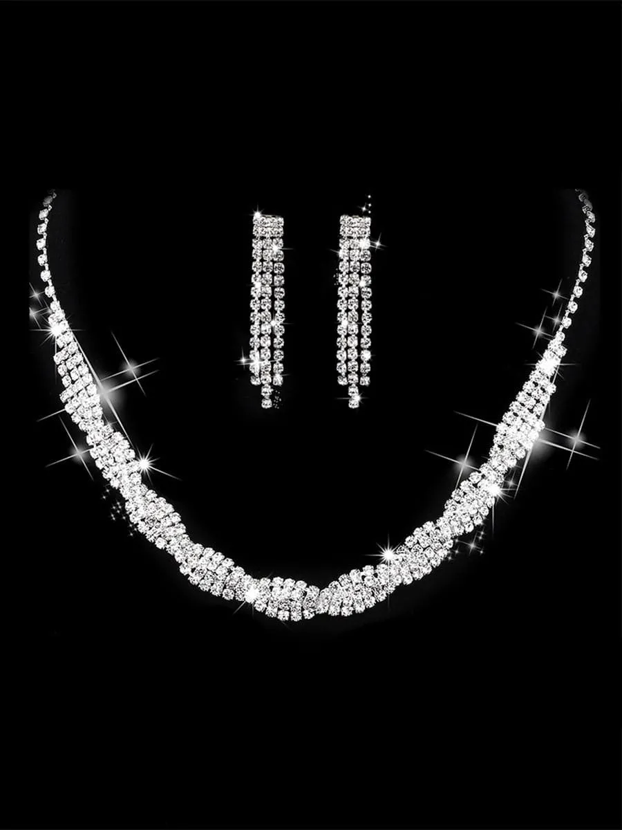 Missord Rhinestone Claw Chain Wrap Necklace Earring Set MRL1024