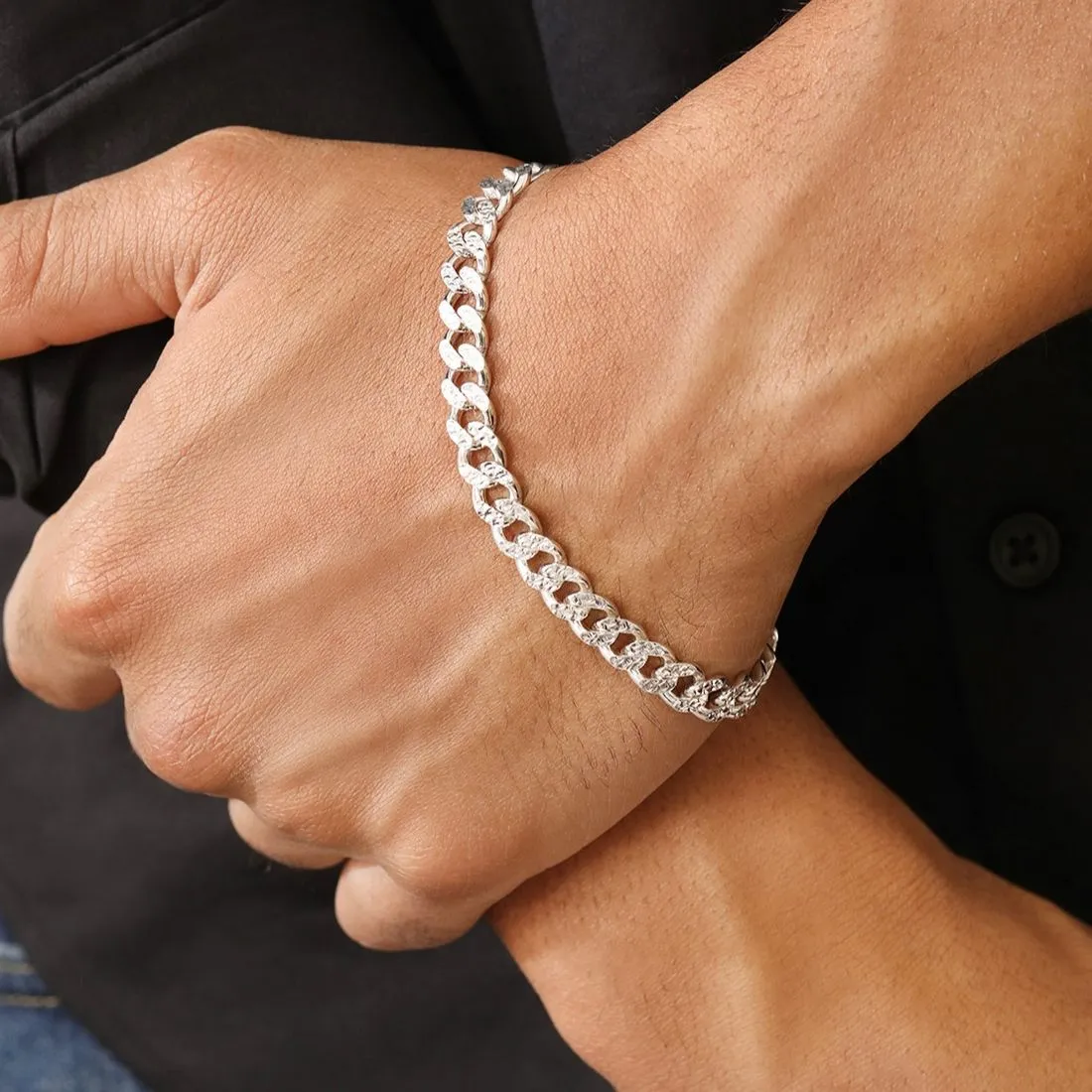 Modern Masculinity Rhodium Plated 925 Sterling Silver Men's Bracelets