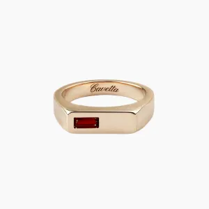 'No. 6' Solid Gold Ring (Red Ruby)