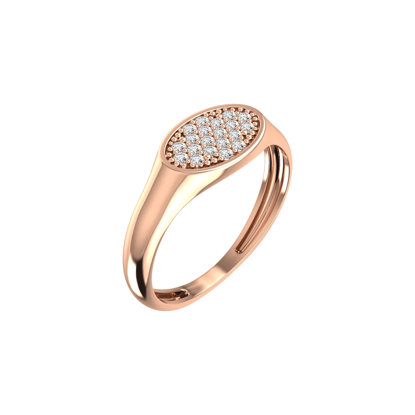 Oval pave signet ring