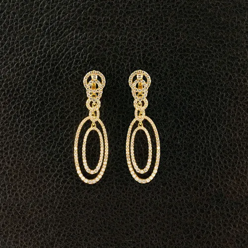 Ovals and Circles Diamond Dangle Earrings