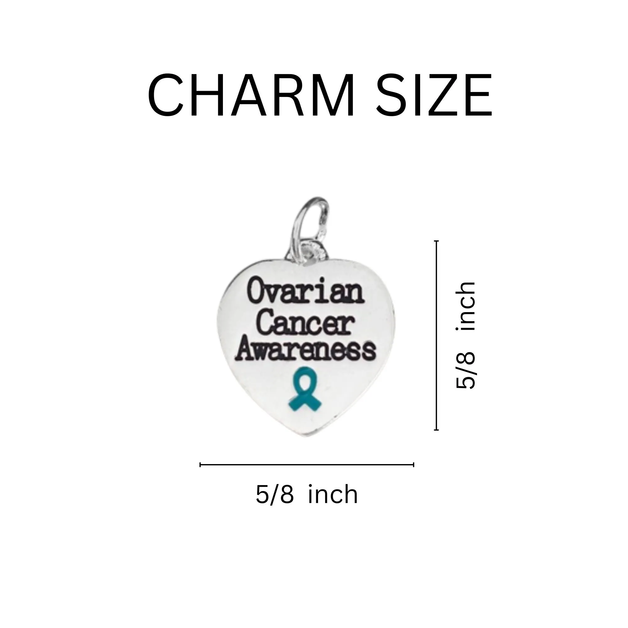 Ovarian Cancer Heart Charm Rope Bracelets