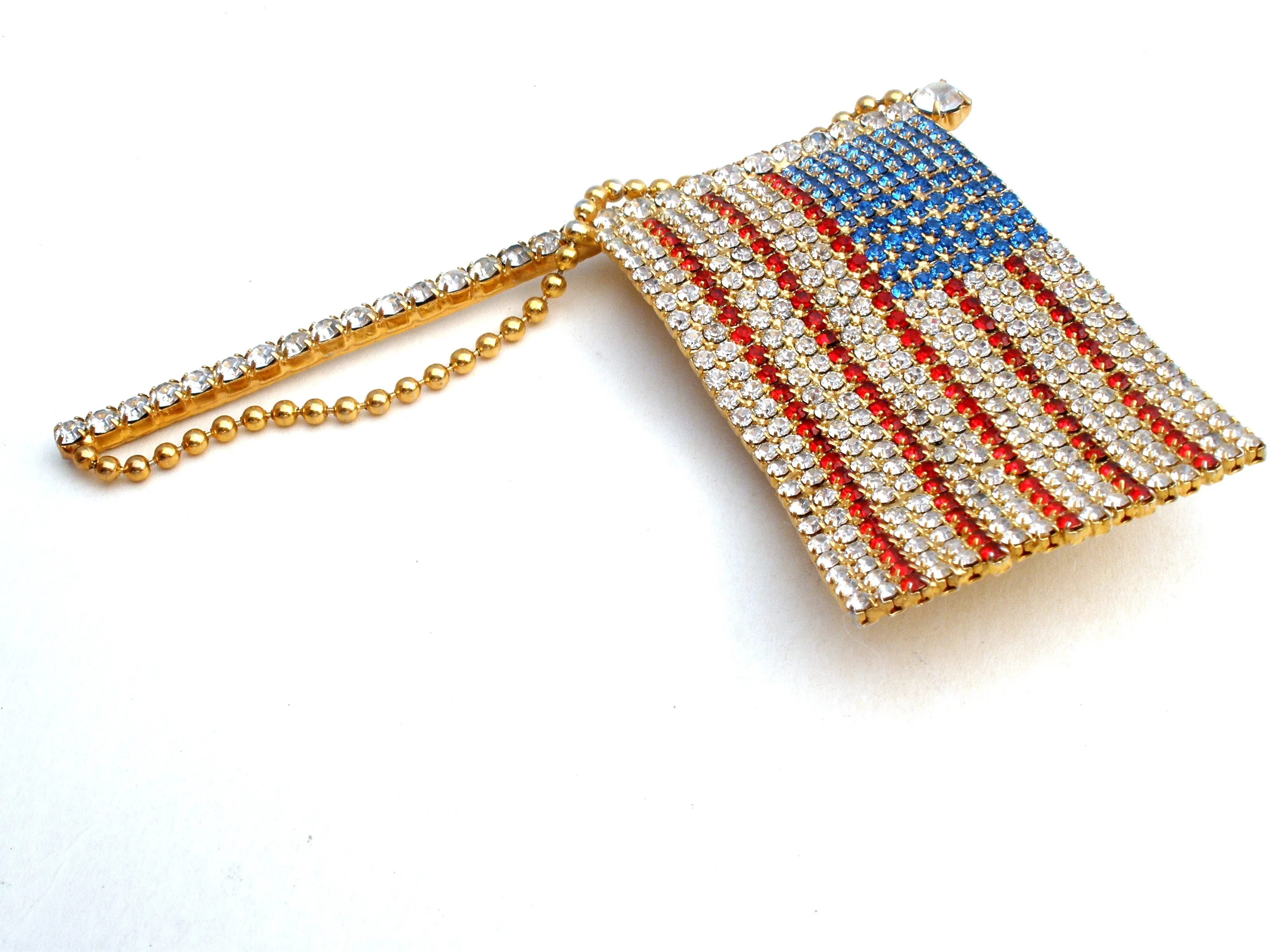 Patriotic Flag Rhinstone Brooch Pin