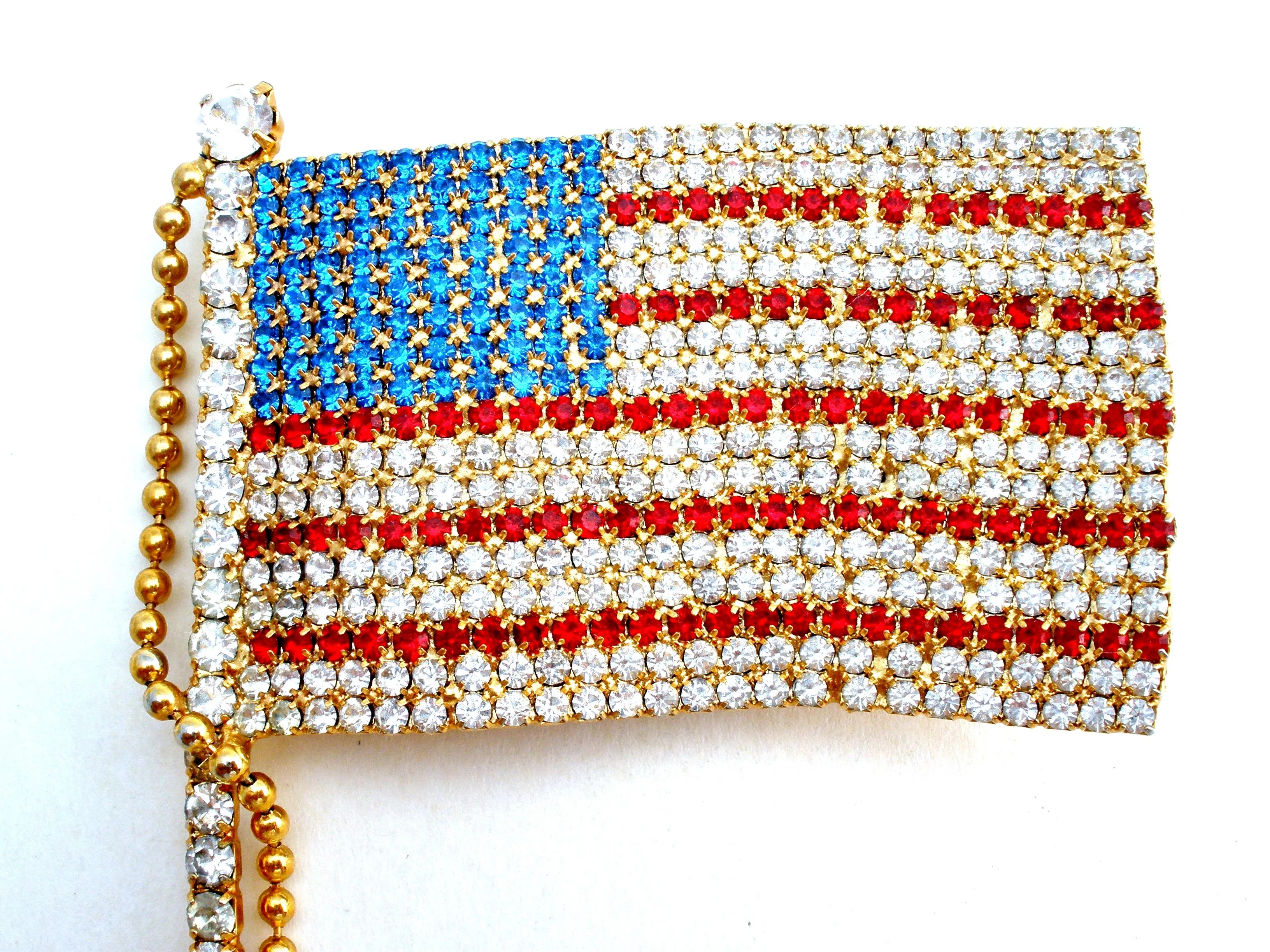 Patriotic Flag Rhinstone Brooch Pin