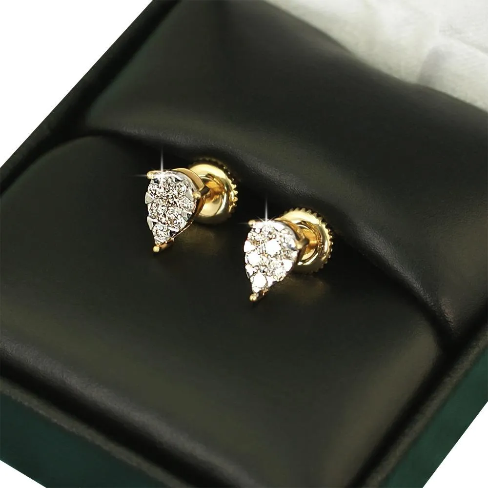 Pear Stud Illusion Diamond Earrings .39cttw 10K Yellow Gold