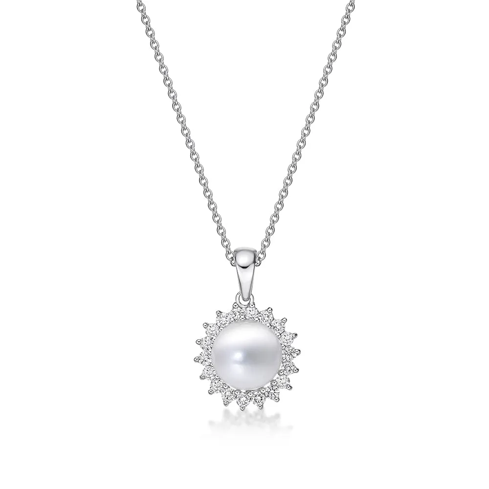 Pearl and Diamond Crown Pendant