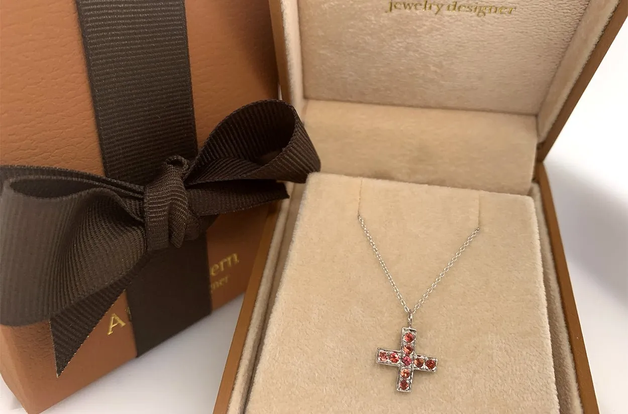 Pendant 14kt Gold & Gemstones Small Cross