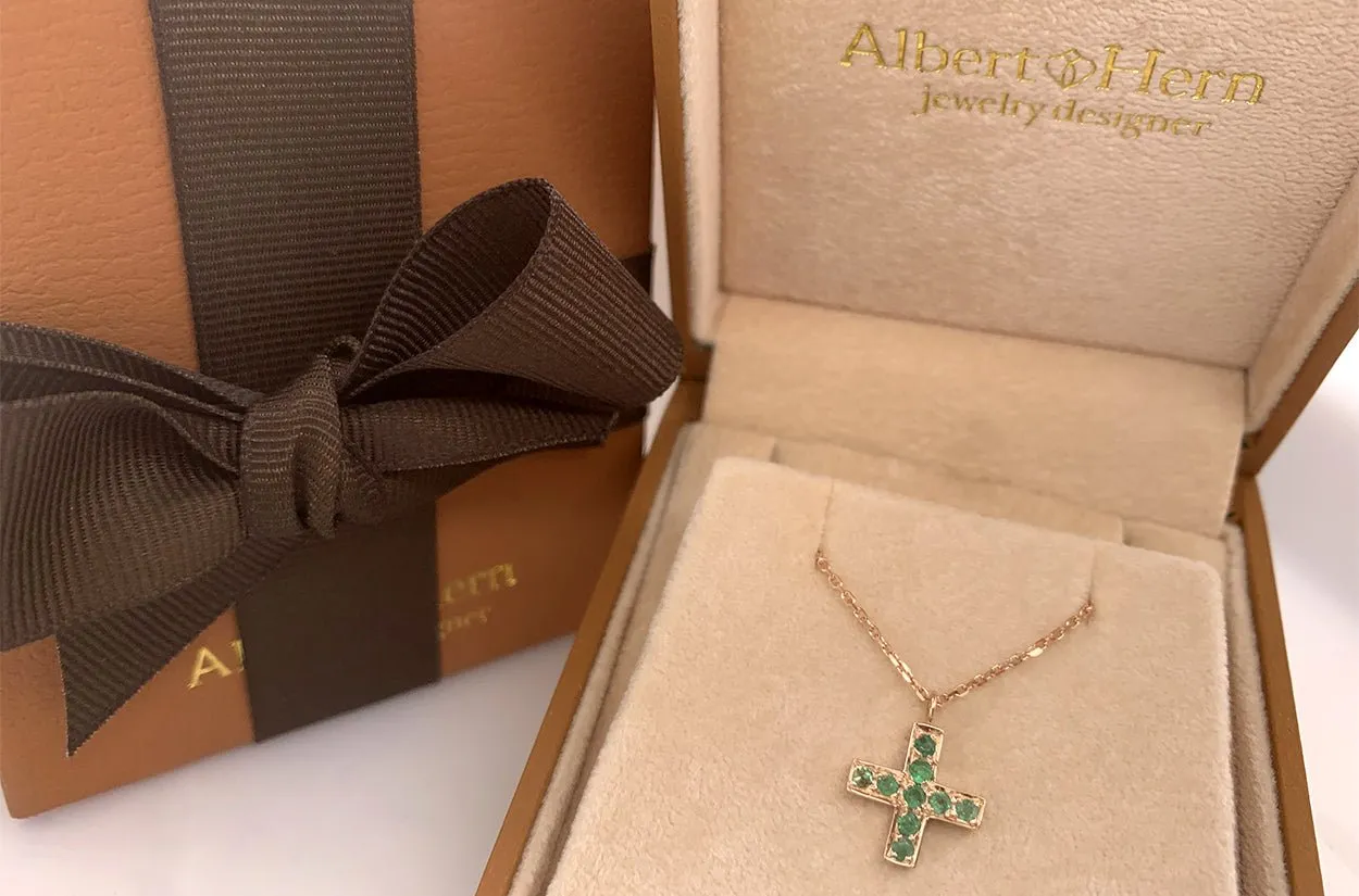 Pendant 14kt Gold & Gemstones Small Cross