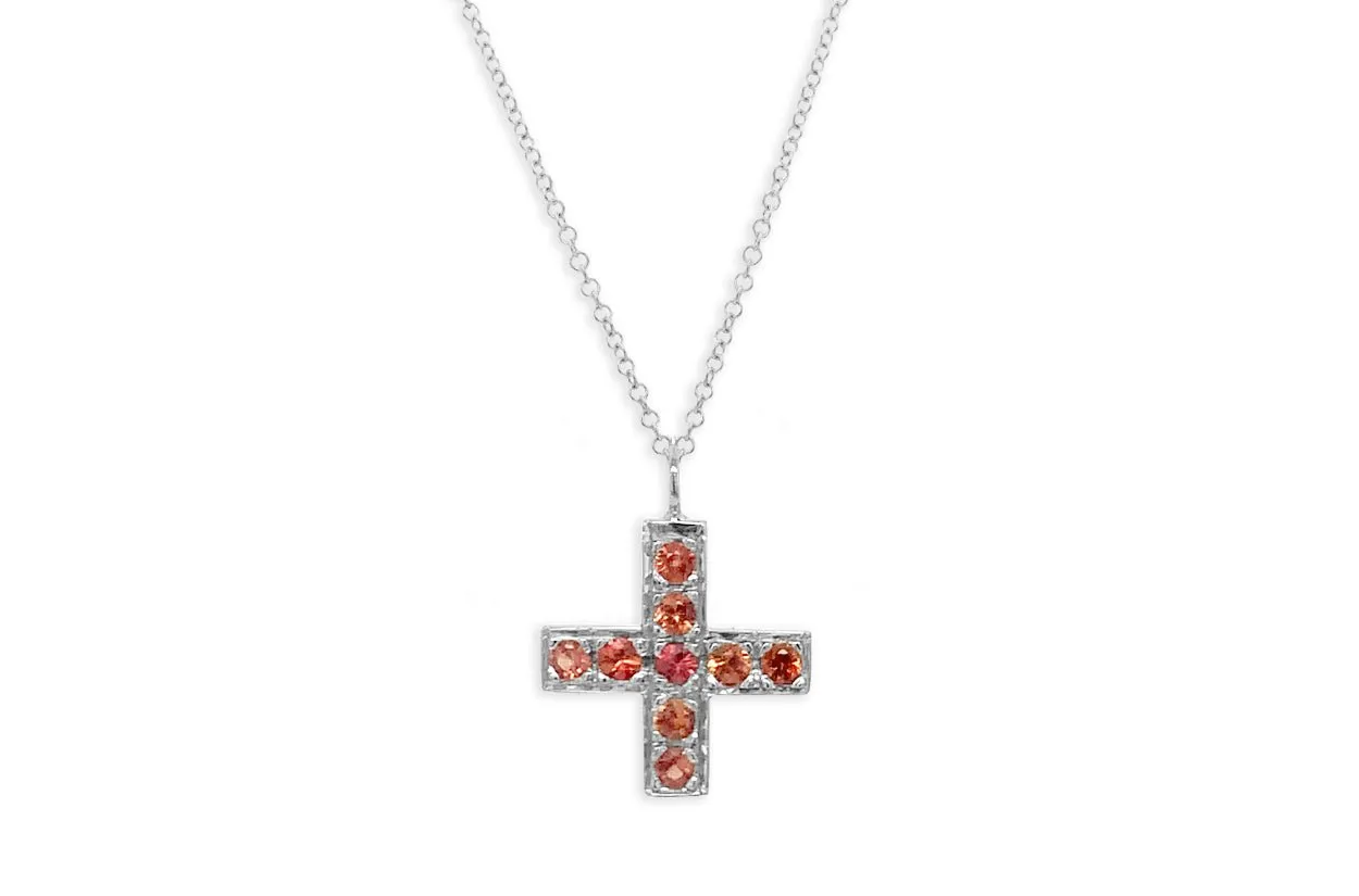 Pendant 14kt Gold & Gemstones Small Cross