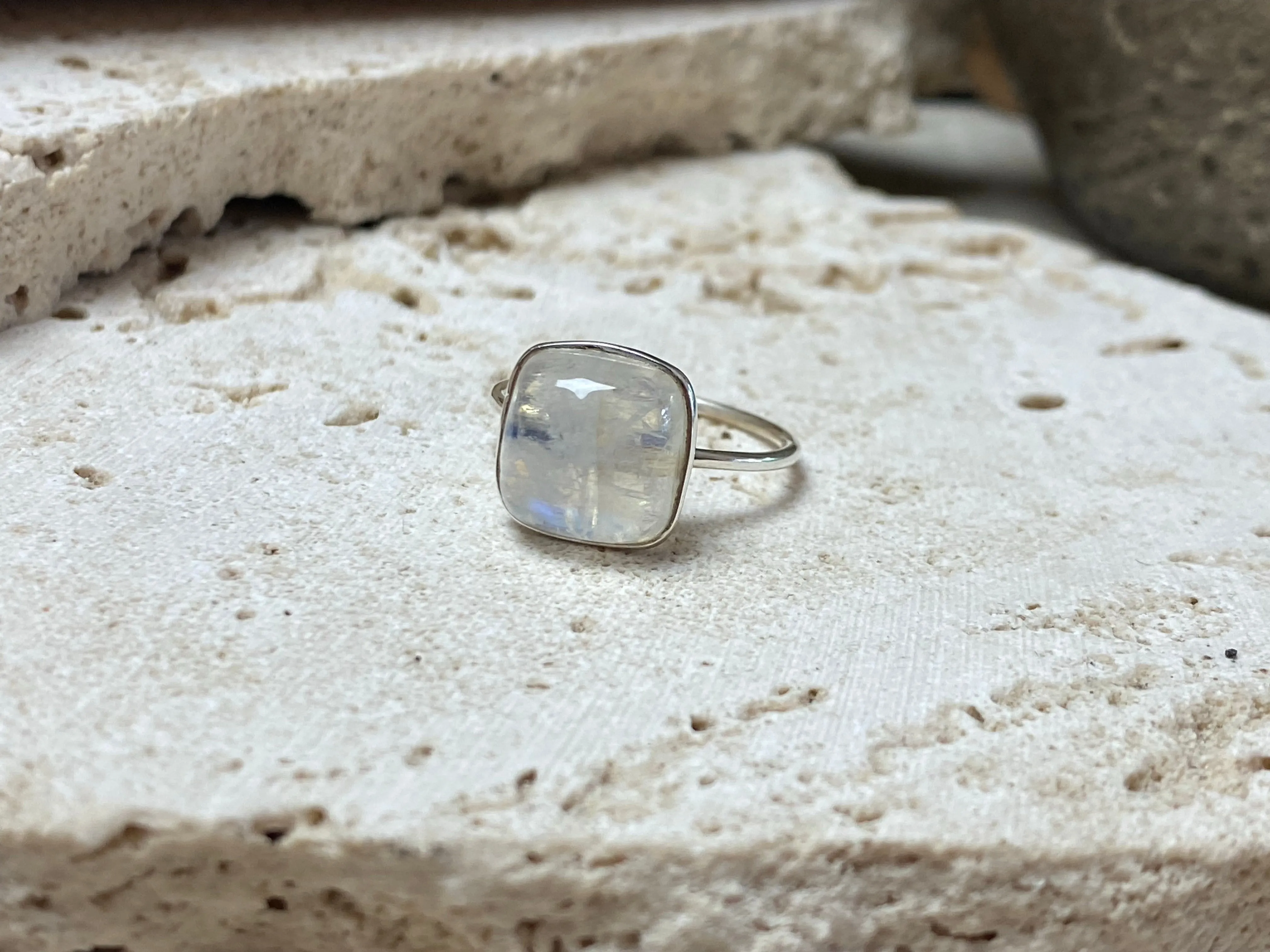 Petite Square Gemstone Rings