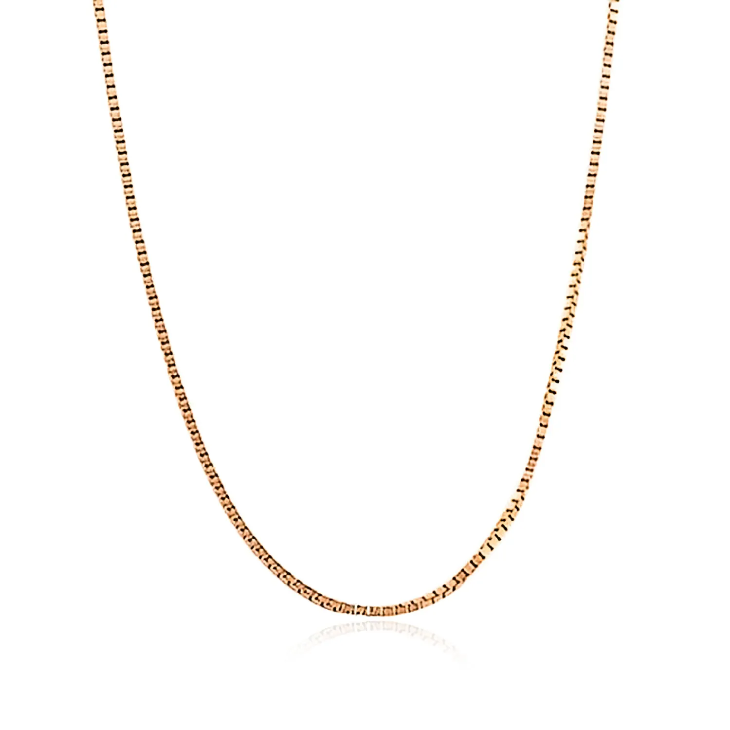 Plain Simple 0.8MM Thin 14K Rose Gold Box Chain Necklace Sterling Silver 16-18 Inch