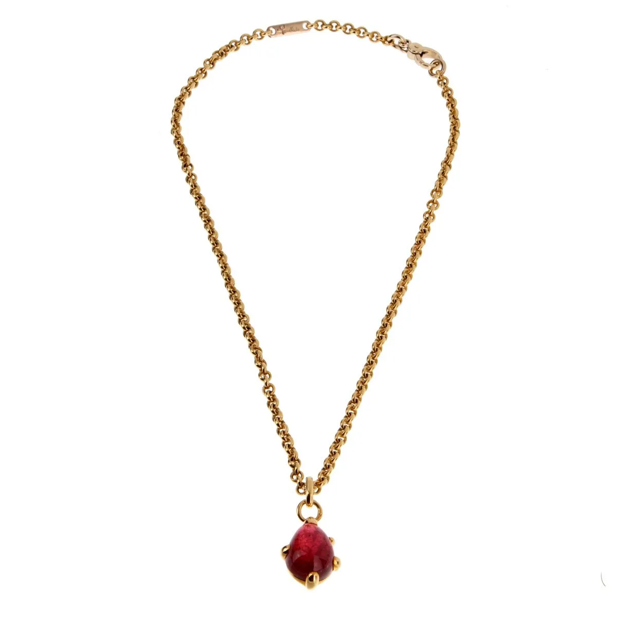 Pomellato Yellow Gold Pink Tourmaline Pendant Necklace