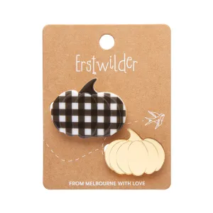 Pumpkin Patch Mini Brooch Set - Gold & Black Gingham by Erstwilder