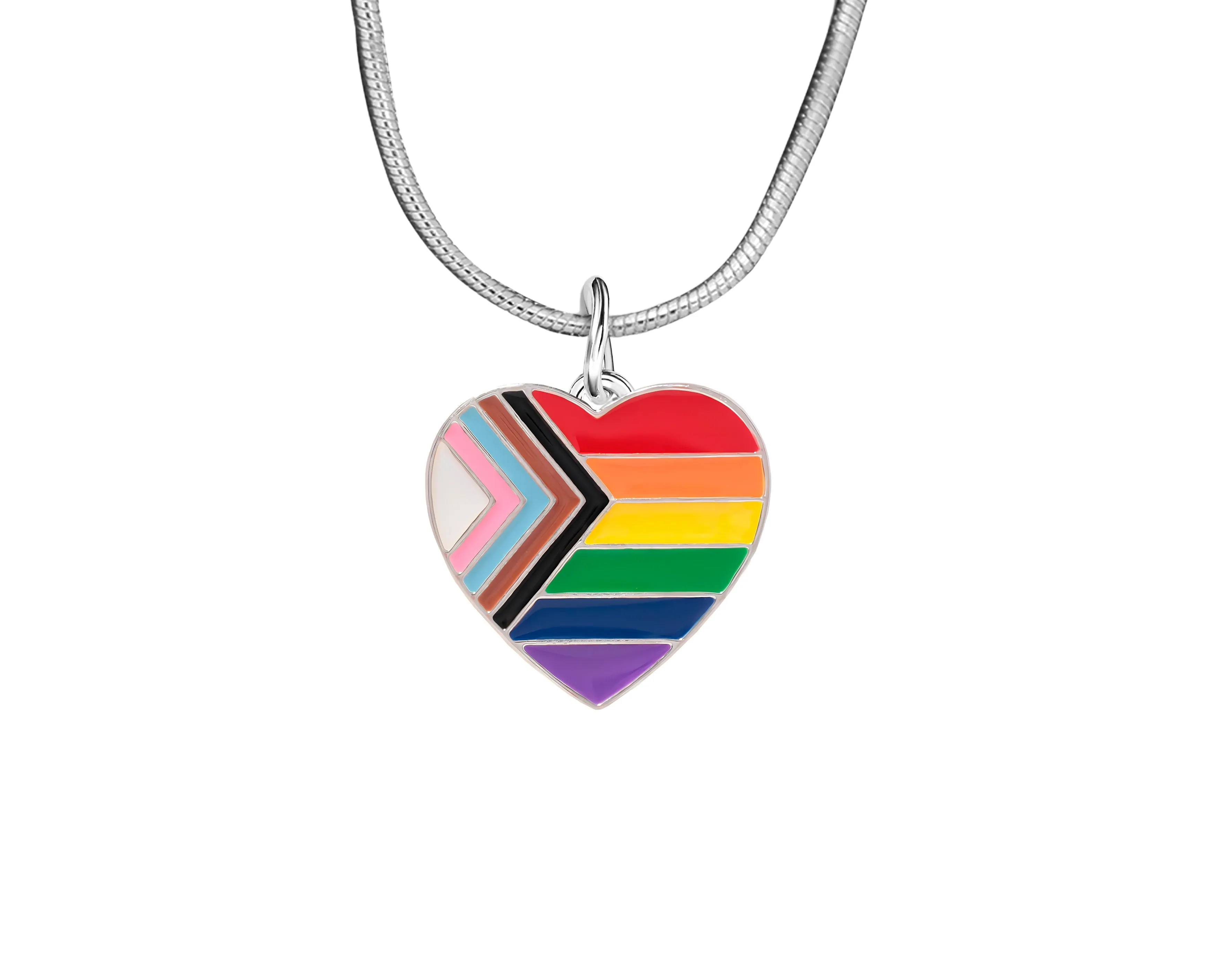 Quasar Heart Flag Charm Silver Necklaces