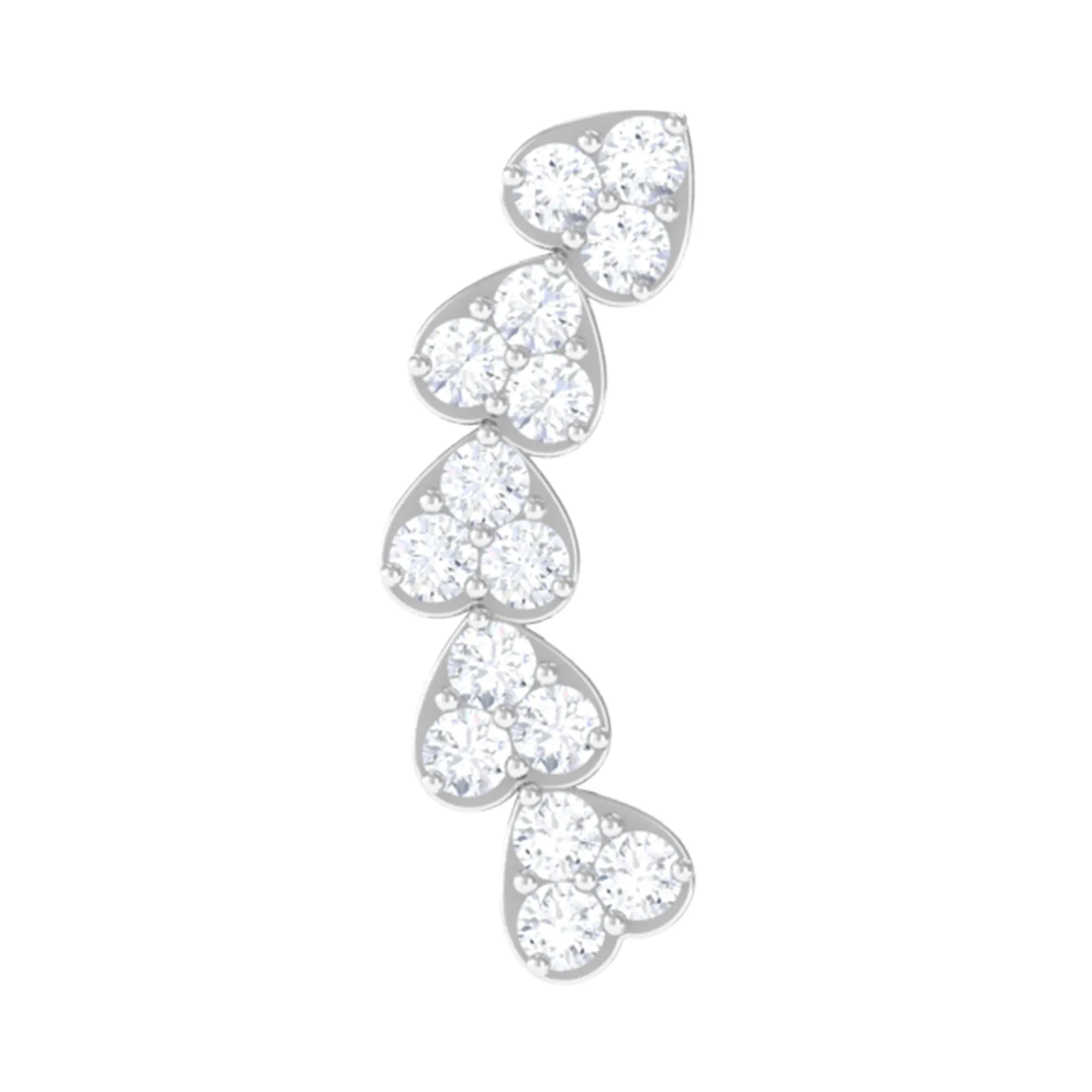 Real Diamond Heart Crawler Earring for Helix Piercing