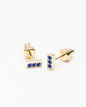 Rhea Blue Sapphire Bar Studs