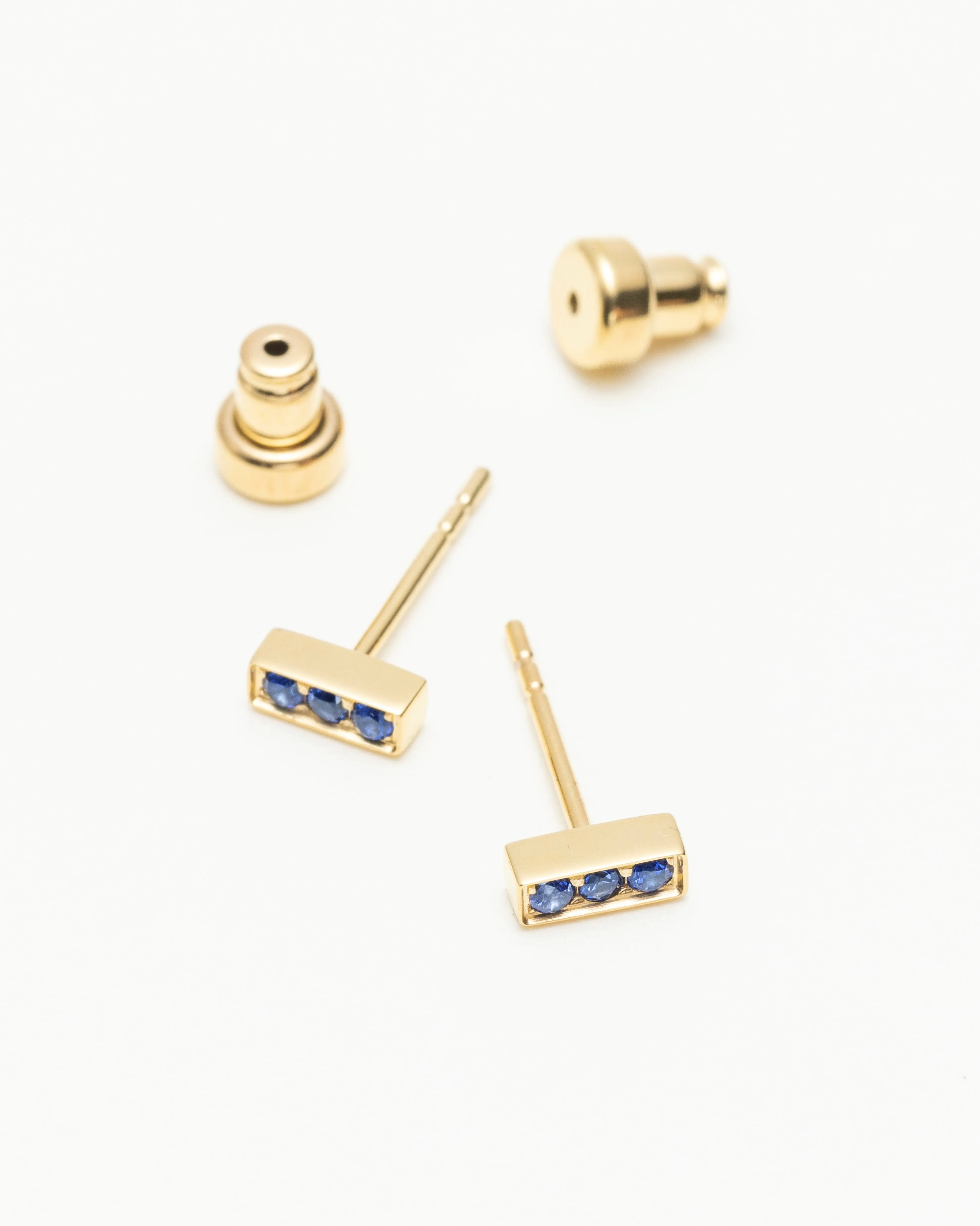 Rhea Blue Sapphire Bar Studs