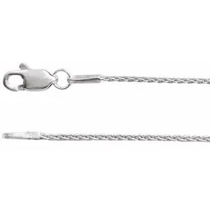 Rhodium-Plated Sterling Silver 1 mm Wheat 16" Chain