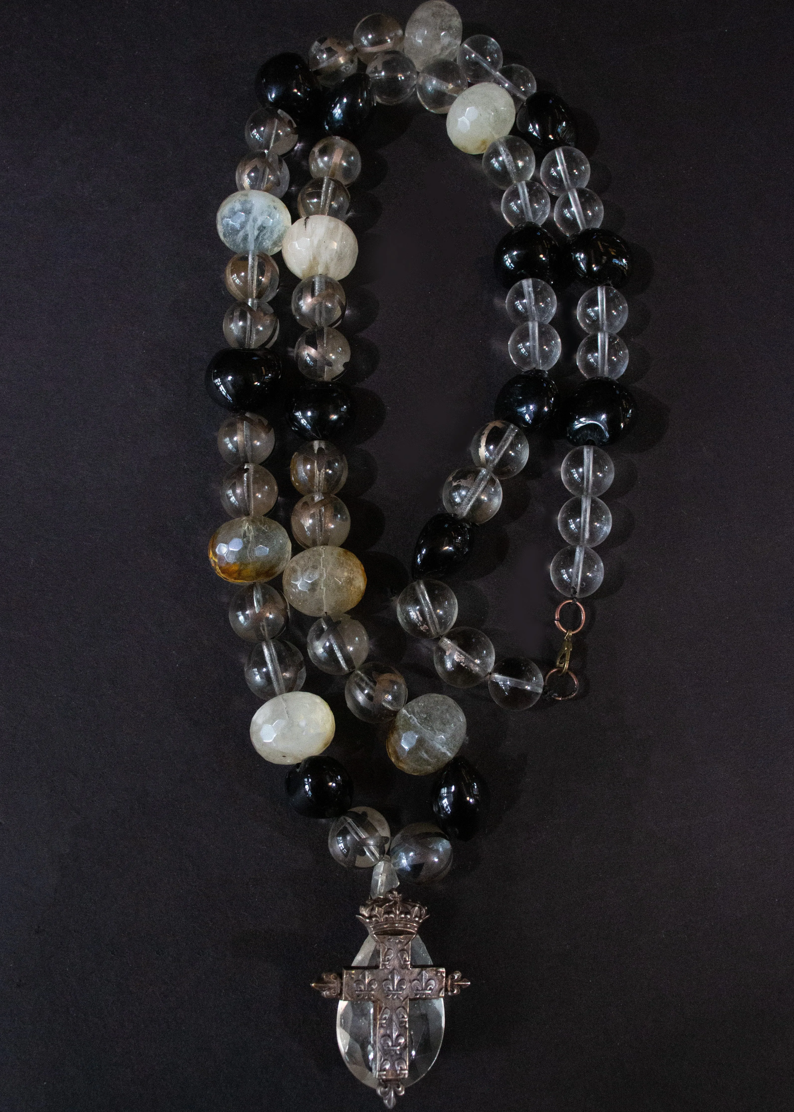 Rosaries of Woodhull Hedges in Crystal, Silver and Kukui Seed Beads