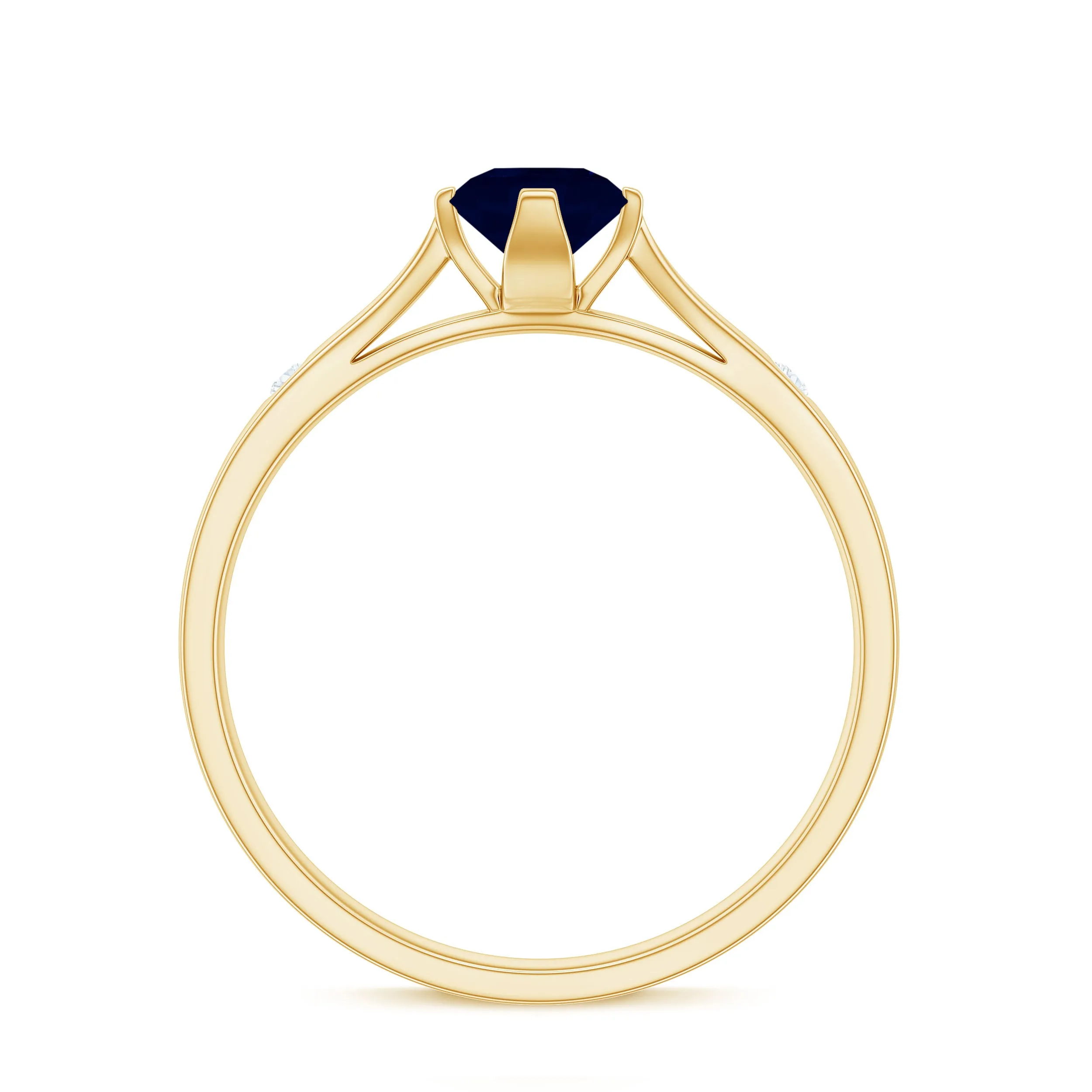 Round Solitaire Blue Sapphire Promise Ring with Diamond