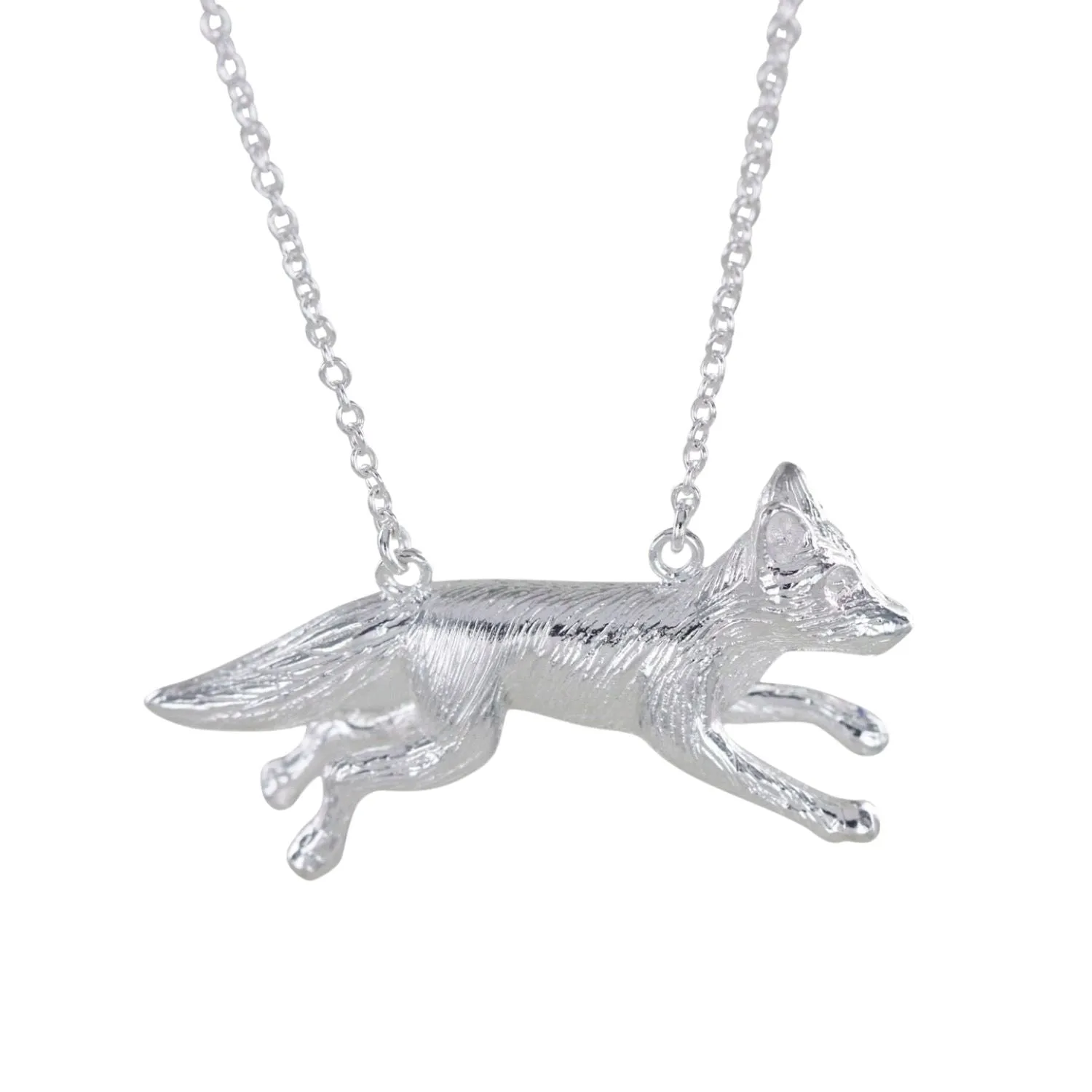 Running Fox Sterling Silver Necklace