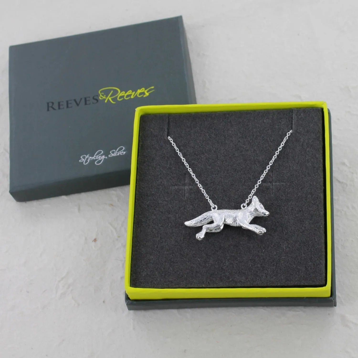 Running Fox Sterling Silver Necklace