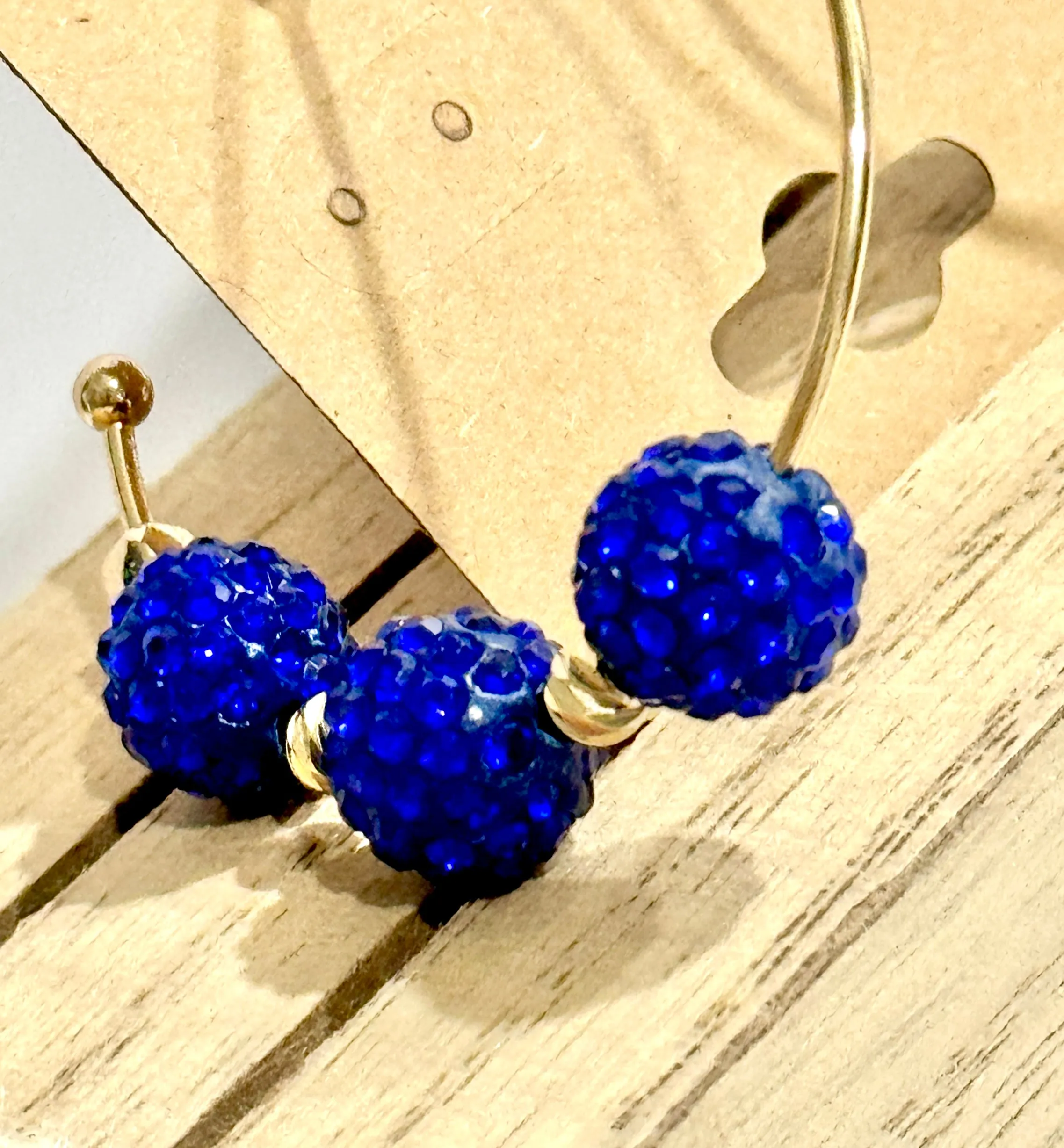 Sapphire and Gold Fireworks Show Beaded Hoop Earrings