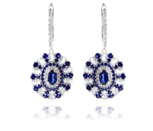 Sapphire Classic 925 Sterling Silver Drop Earrings