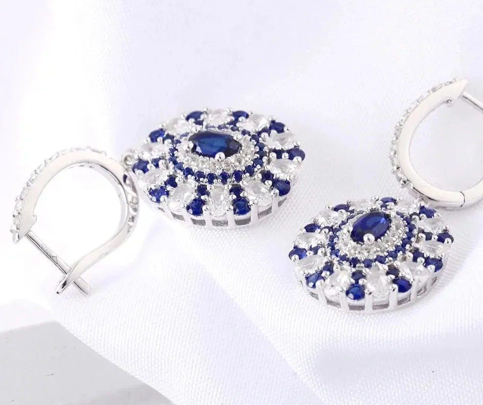 Sapphire Classic 925 Sterling Silver Drop Earrings