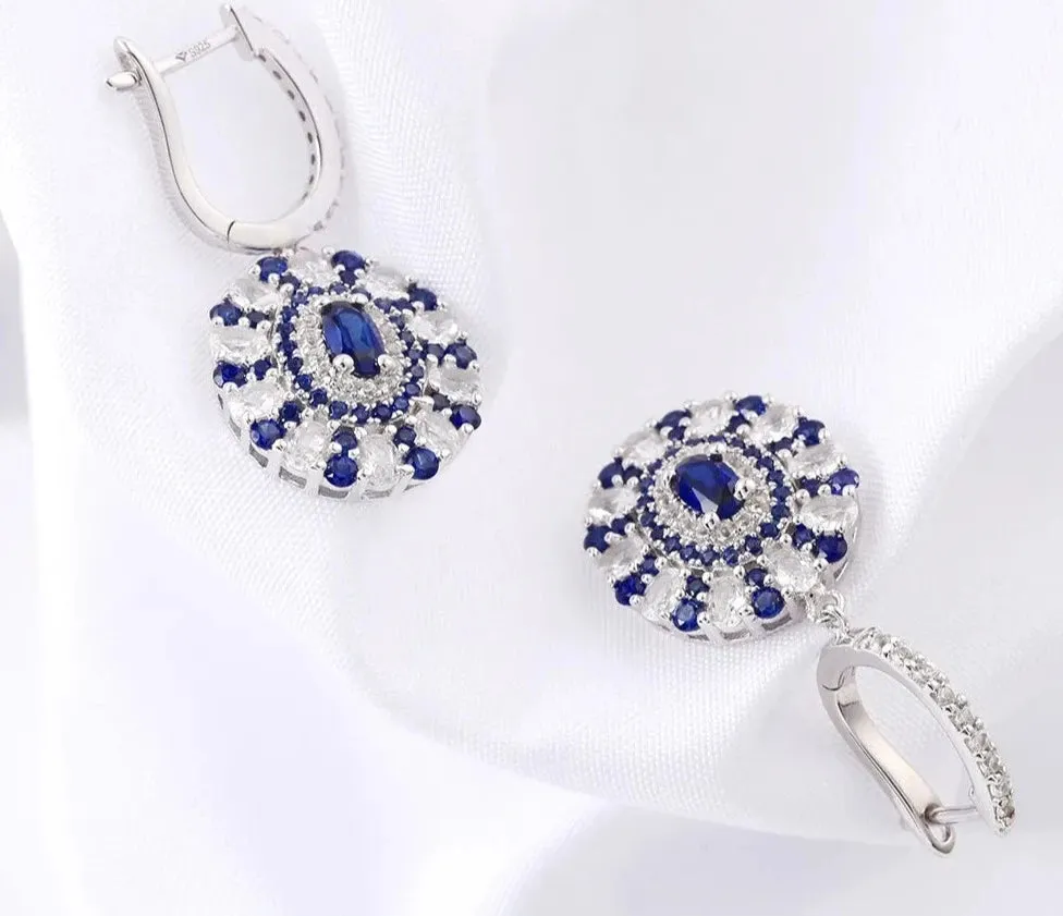 Sapphire Classic 925 Sterling Silver Drop Earrings