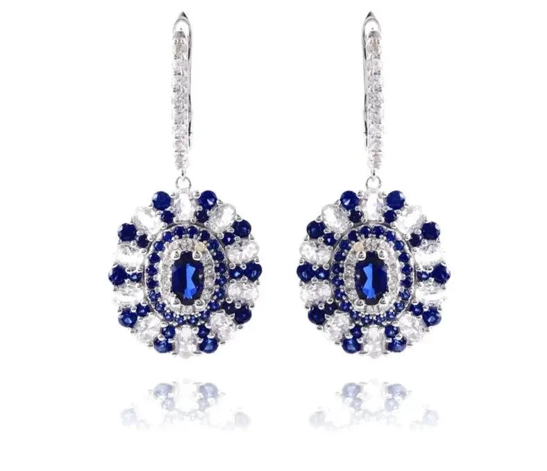 Sapphire Classic 925 Sterling Silver Drop Earrings