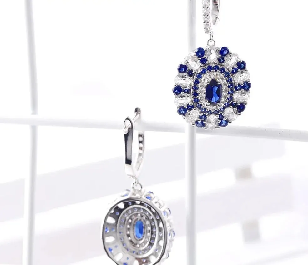 Sapphire Classic 925 Sterling Silver Drop Earrings