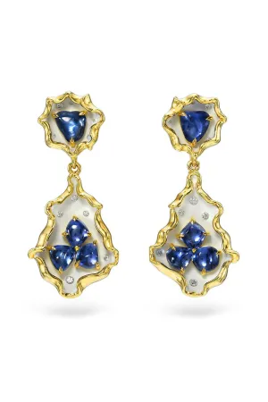 Sapphire Diamond Enamel Drop Earrings