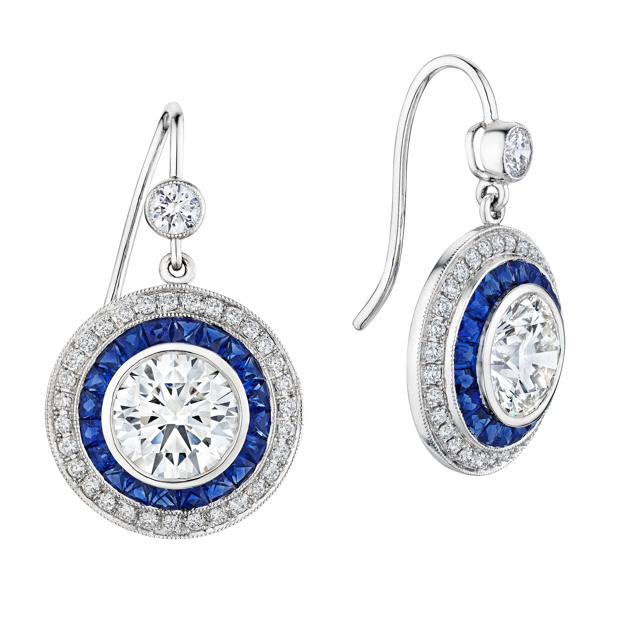 'Sapphire Serenity' Diamond Earrings, 2 CT Each