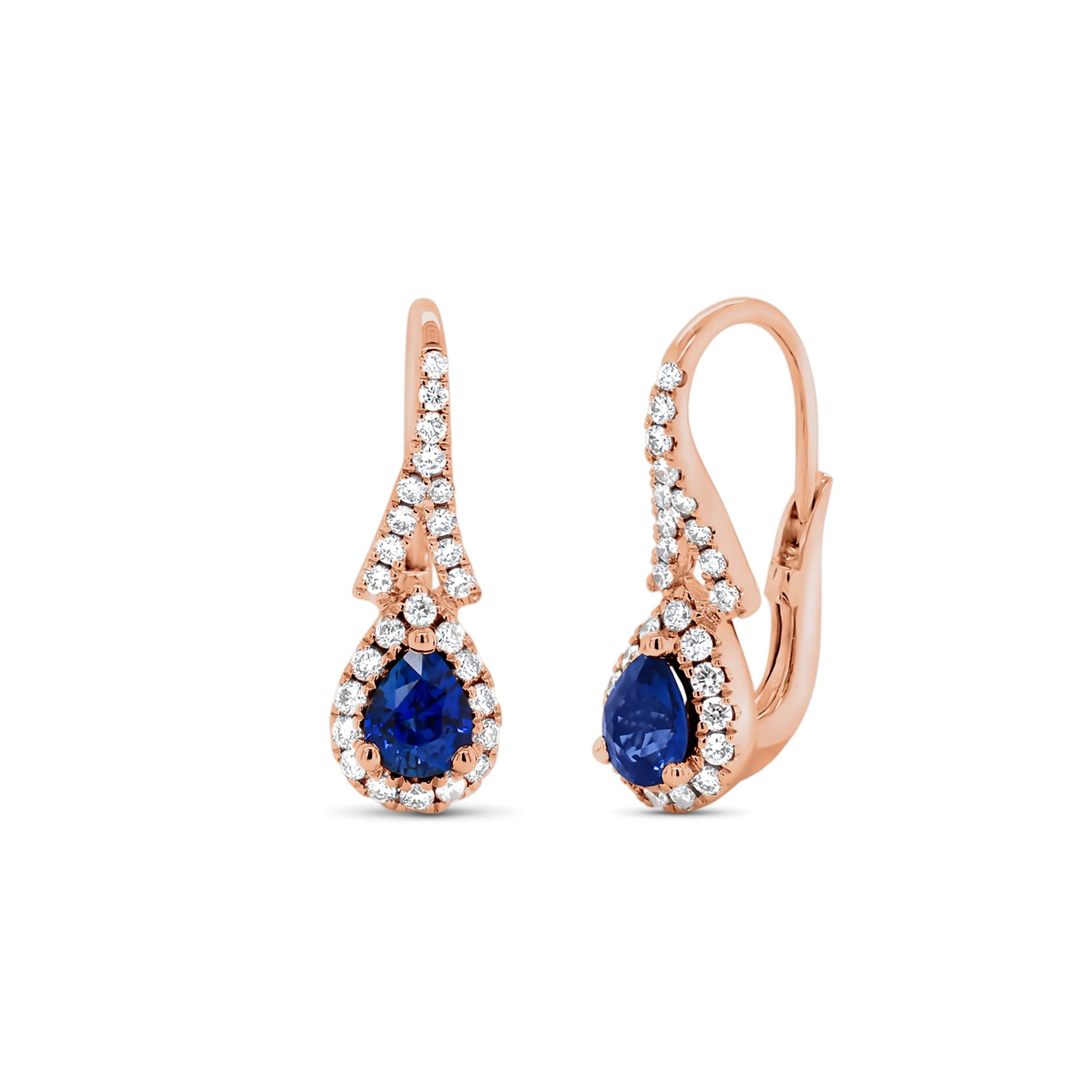 Sapphire Teardrop Lever-Back Earrings