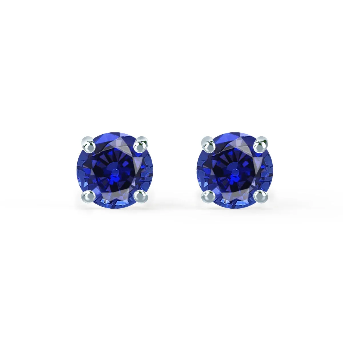 SENA - Round Blue Sapphire 950 Platinum Stud Earrings