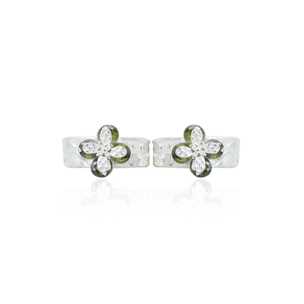 Silver Floral Bliss Toe Rings