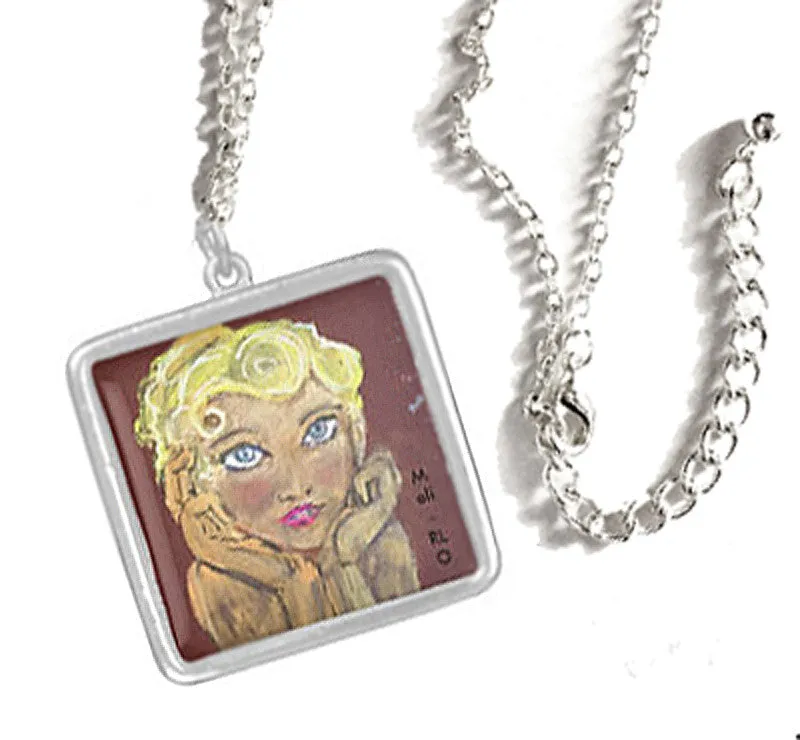 SILVER Necklaces: Original Pastel "ART-DECO" Inspired Art Necklaces