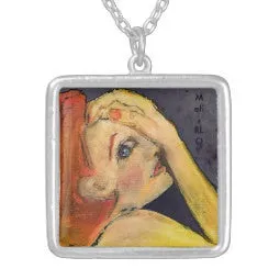 SILVER Necklaces: Original Pastel "ART-DECO" Inspired Art Necklaces