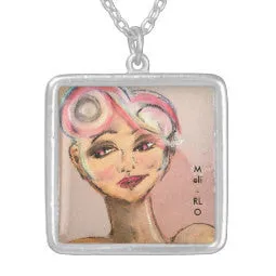 SILVER Necklaces: Original Pastel "ART-DECO" Inspired Art Necklaces