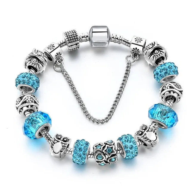 Silver Plated Handmade Charm Bracelets For Women Owl Star Charm Bracelets & Bangles Girl Pulseras SBR160084